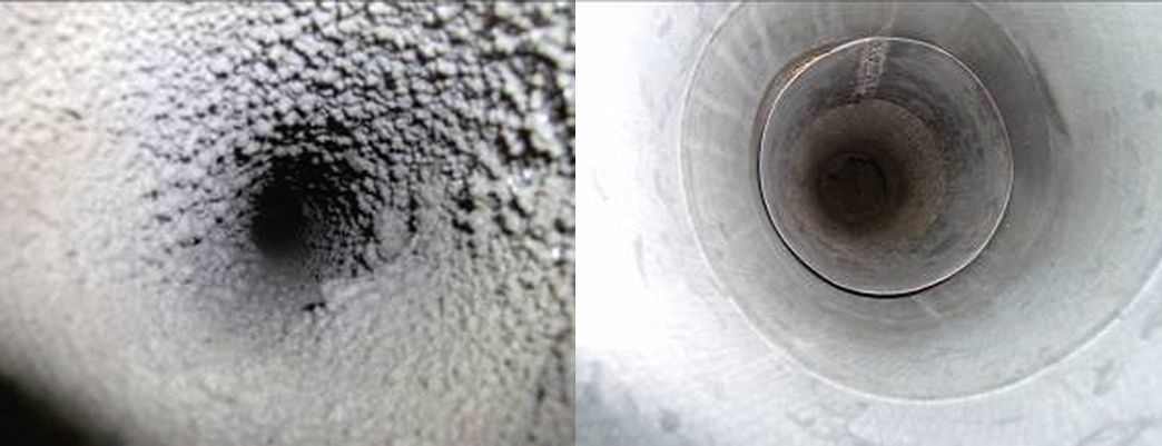 Verifica del canale di ventilazione prima e dopo la pulizia